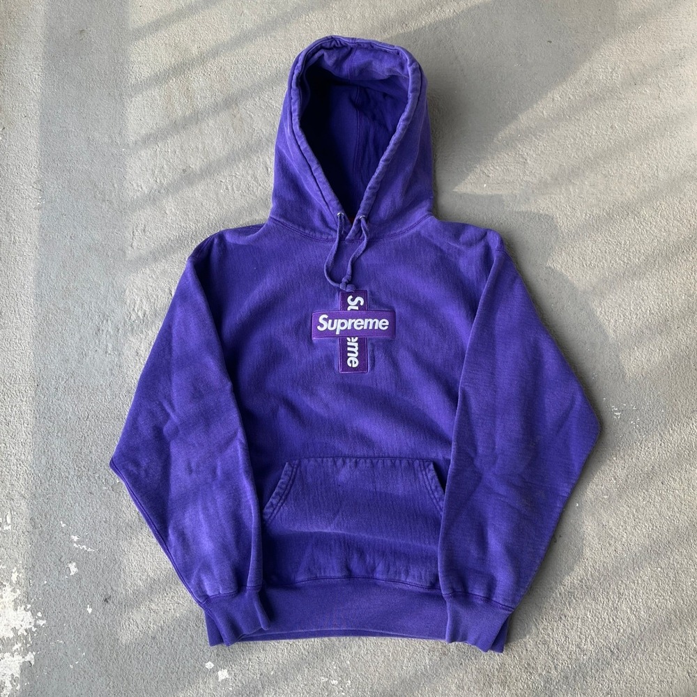 Supreme Cross Box Logo Hooded Sweatshirt Purple FW20 Mens Medium Hoodie